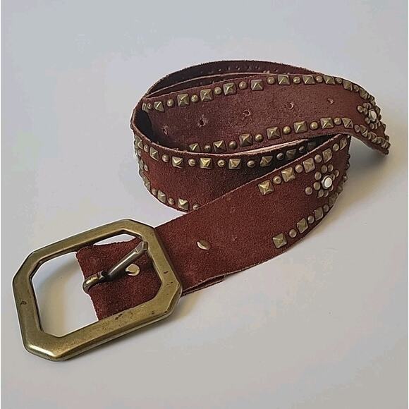 B Low the Belt Studded Rust Suede Hip Belt 34 Adjustable Boho Cowgirl Western - Picture 10 of 16